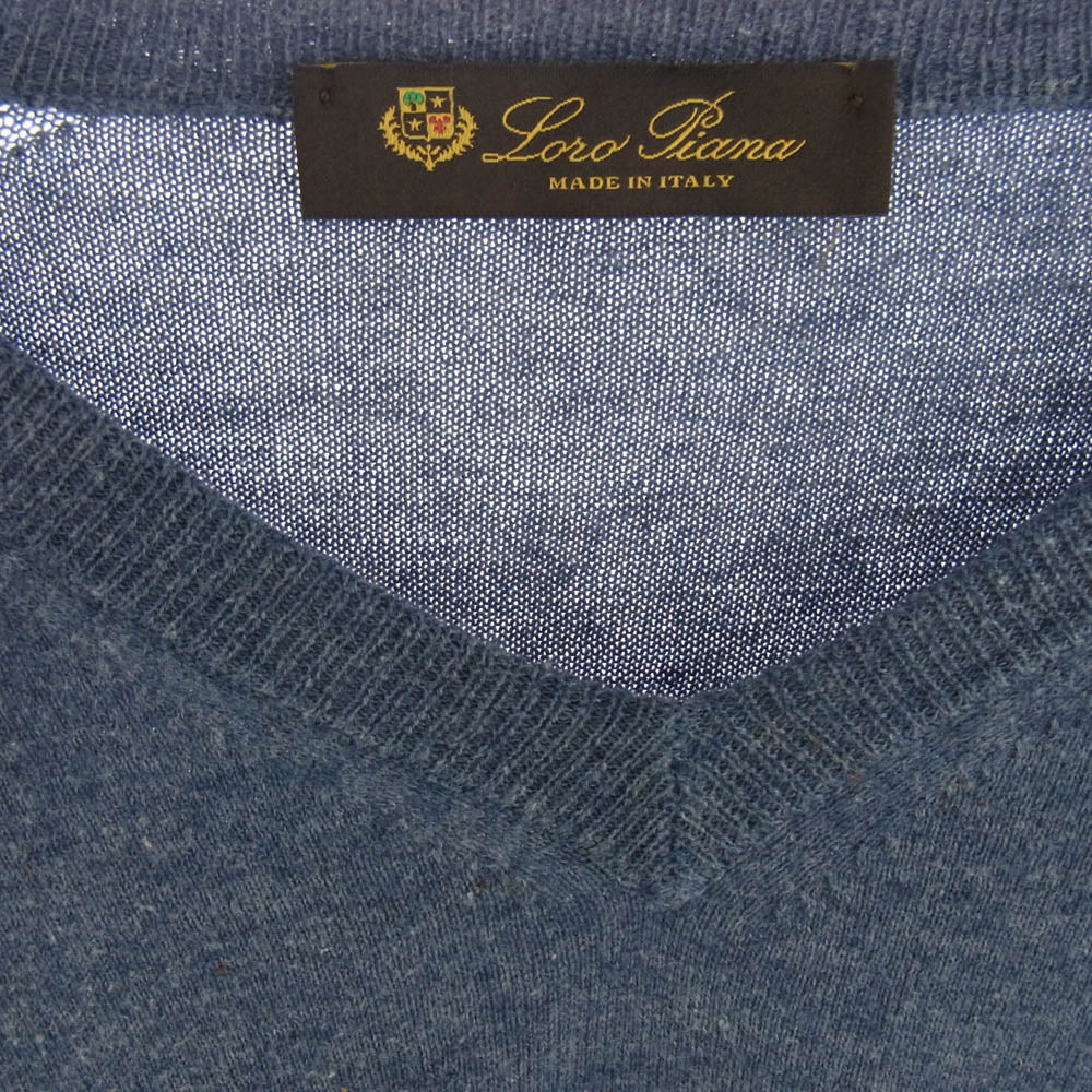 Loro Piana ロロピアーナ カシミヤ Vネック ニット ブルー系 46【中古】