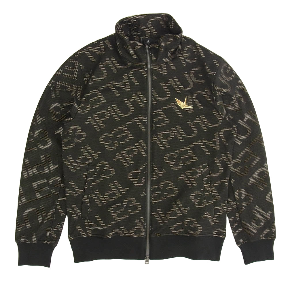 1piu1uguale3 ウノピュウノウグァーレトレ GRB075 POE403 GRP091 GOLF ゴルフ DIAGONAL LOGO JERSEY JACKET TRACK PANTS 折り鶴ロゴ ダイアゴナルロゴ ジャージー トラックジャケット トラックパンツ ブラック系 Ⅳ【中古】