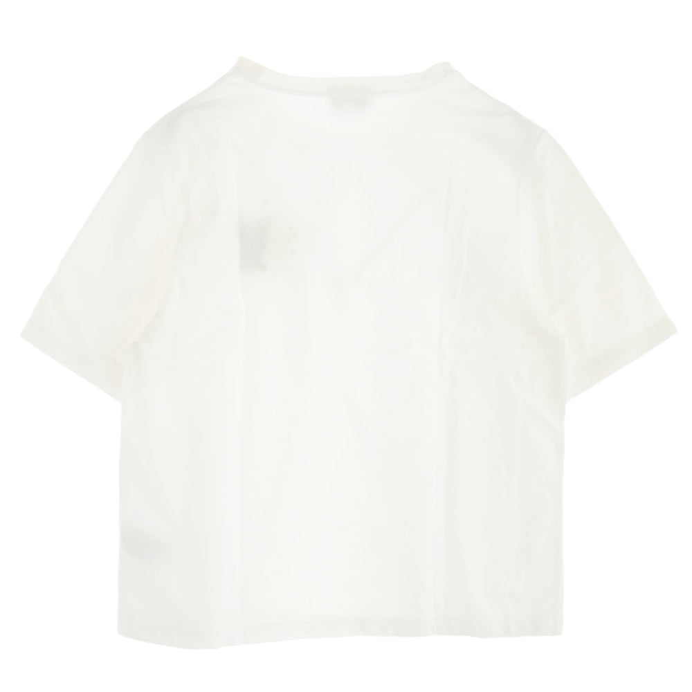 HERMES エルメス ハローミスター ファリエール レザーパッチ Tシャツ カットソー クルーネック ホワイト系 L【中古】