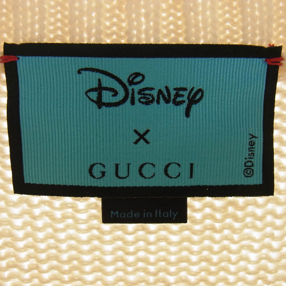 GUCCI グッチ 21SS 645281 × DISNEY ディズニー カシミヤ混 ドナルド ワッペン付 ボーダー ニット セーター オフホワイト系 ブラック系 L【中古】