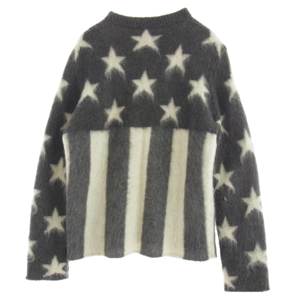 LOUIS VUITTON ルイ・ヴィトン 19AW RM192 RIS HHM98W 星条旗 モヘヤ混 クルーネック ニット セーター グレー系 オフホワイト系 M【中古】