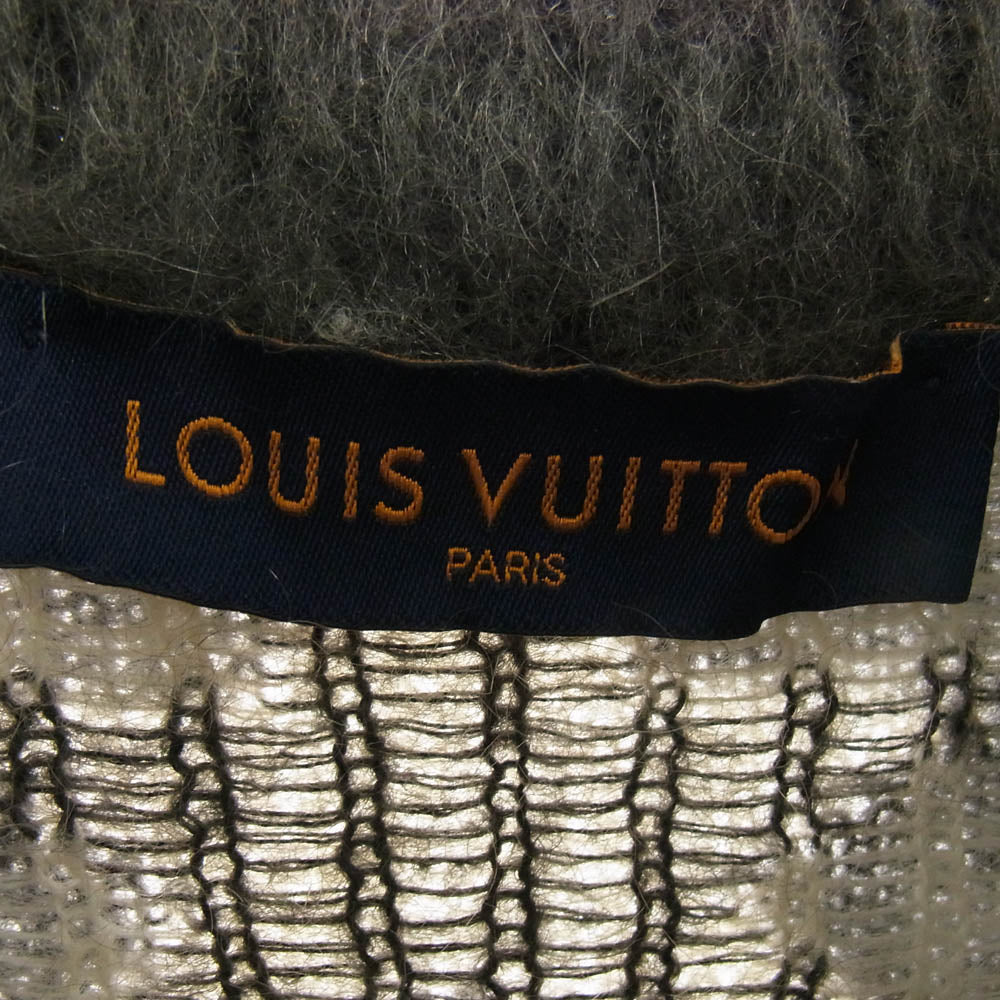 LOUIS VUITTON ルイ・ヴィトン 19AW RM192 RIS HHM98W 星条旗 モヘヤ混 クルーネック ニット セーター グレー系 オフホワイト系 M【中古】