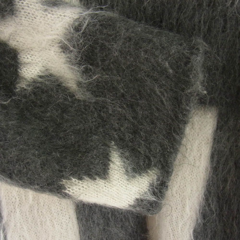 LOUIS VUITTON ルイ・ヴィトン 19AW RM192 RIS HHM98W 星条旗 モヘヤ混 クルーネック ニット セーター グレー系 オフホワイト系 M【中古】