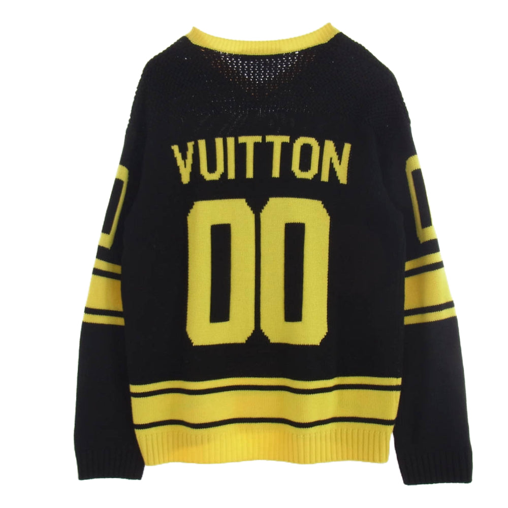 LOUIS VUITTON ルイ・ヴィトン 22SS RM221 YQL HMN86W LV インタルシア フットボール Vネック ニットセーター ブラック系 イエロー系 L【中古】