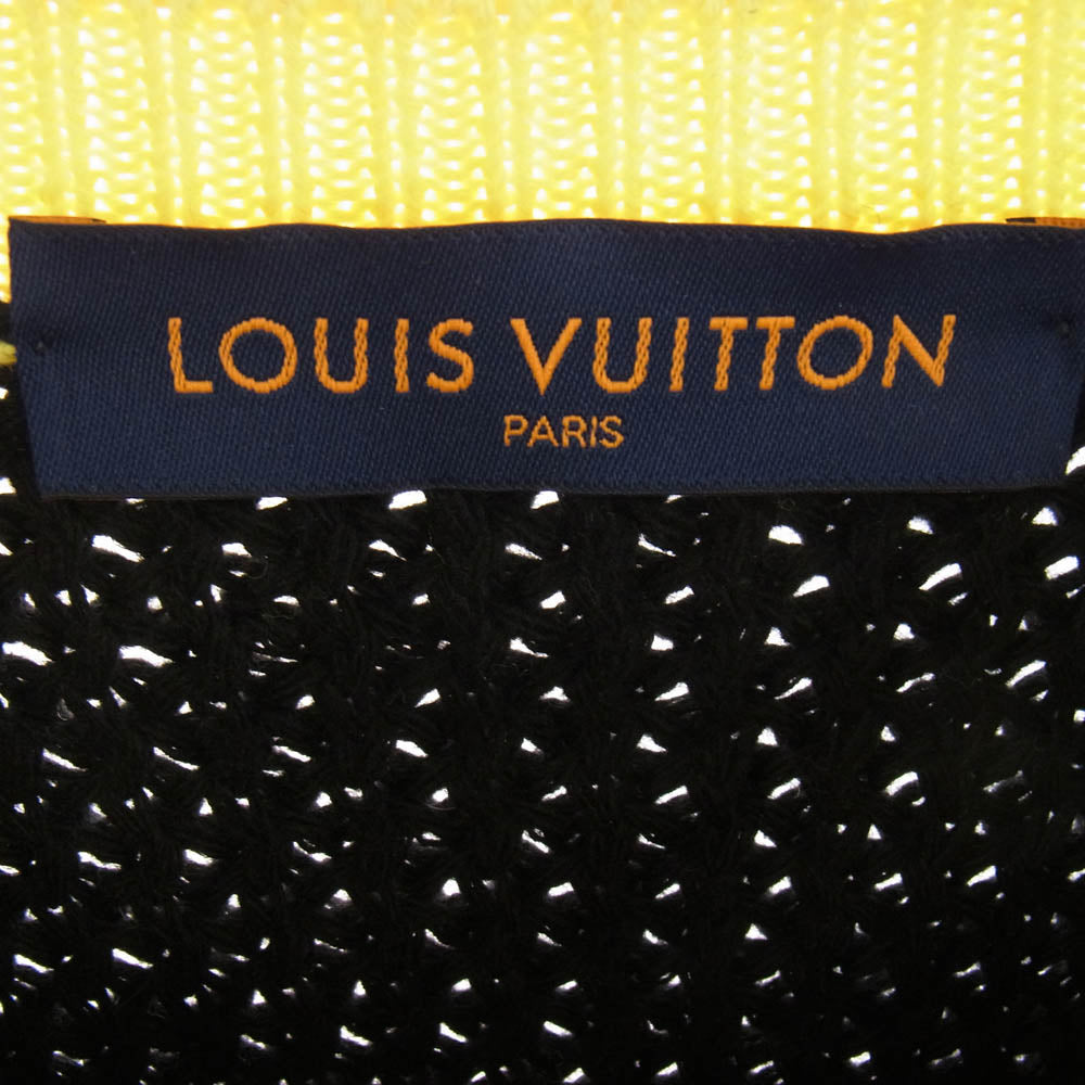 LOUIS VUITTON ルイ・ヴィトン 22SS RM221 YQL HMN86W LV インタルシア フットボール Vネック ニットセーター ブラック系 イエロー系 L【中古】