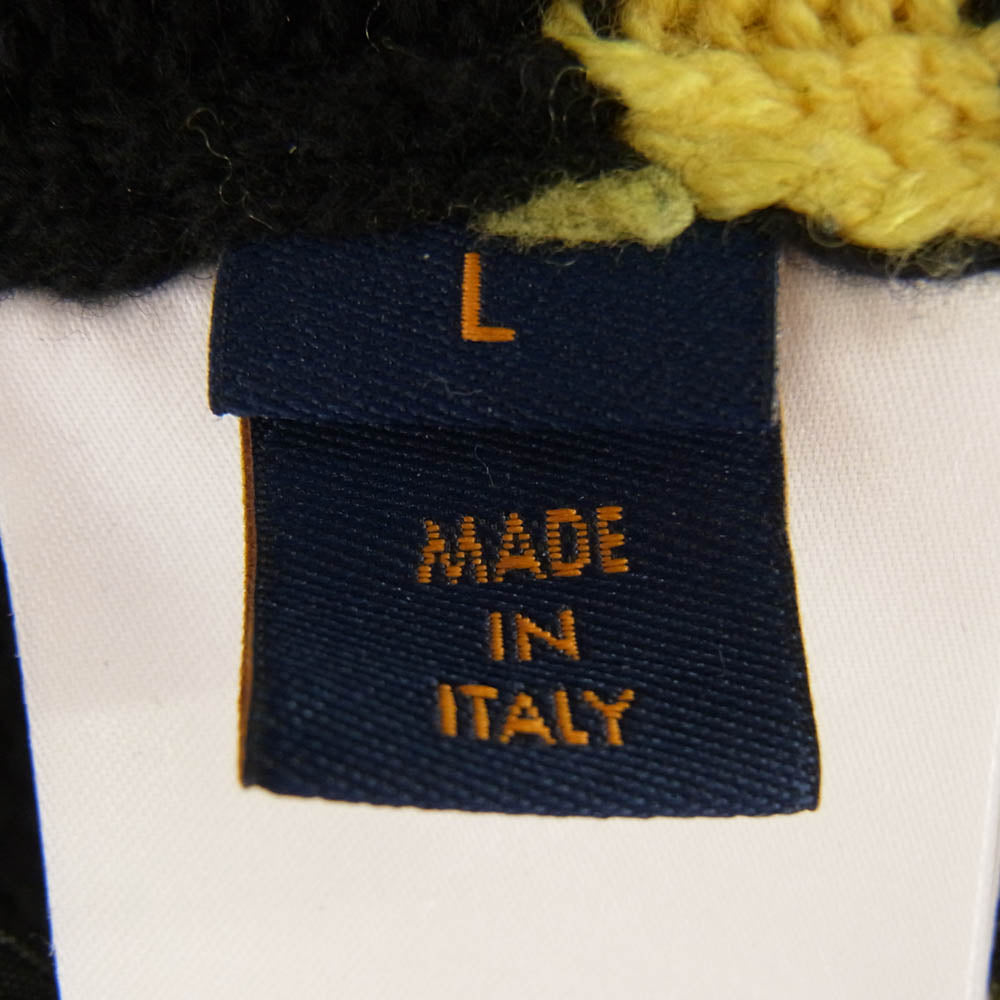 LOUIS VUITTON ルイ・ヴィトン 22SS RM221 YQL HMN86W LV インタルシア フットボール Vネック ニットセーター ブラック系 イエロー系 L【中古】