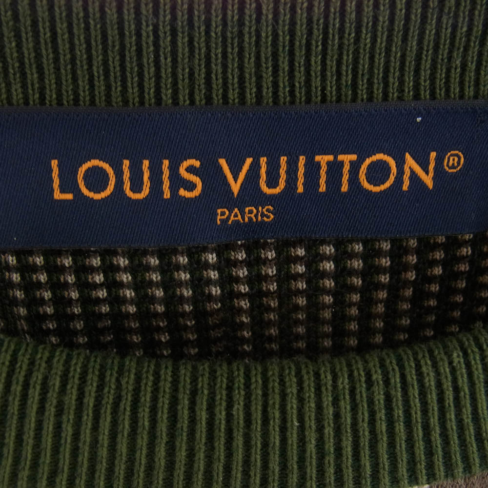 LOUIS VUITTON ルイ・ヴィトン 24SS RM241 AUR HQN72W ダモフラージュ コットン ジャガード クルーネック ニット セーター モスグリーン系 マルチカラー系 XL【中古】