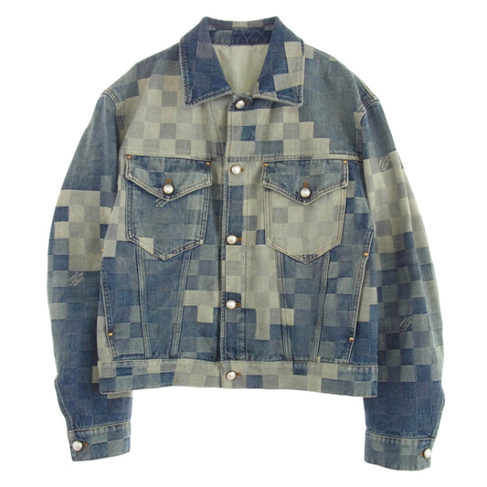 LOUIS VUITTON ルイ・ヴィトン 24SS RM241 GCO HQA76W ダミエ クラシック デザイン デニム ジャケット インディゴブルー系 50【中古】