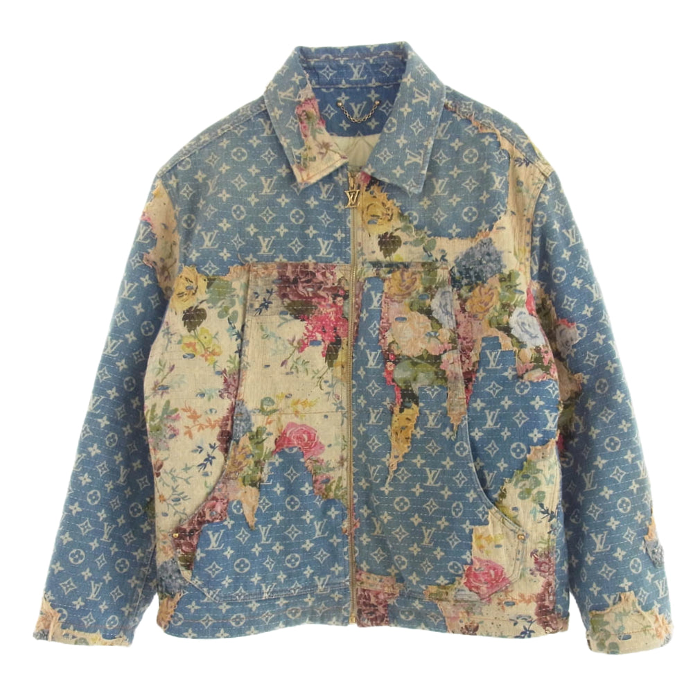 LOUIS VUITTON ルイ・ヴィトン 22AW RM222 JF0 HNA90W デストロイ ワークウェア デニム ジャケット インディゴブルー系 マルチカラー系 48【中古】