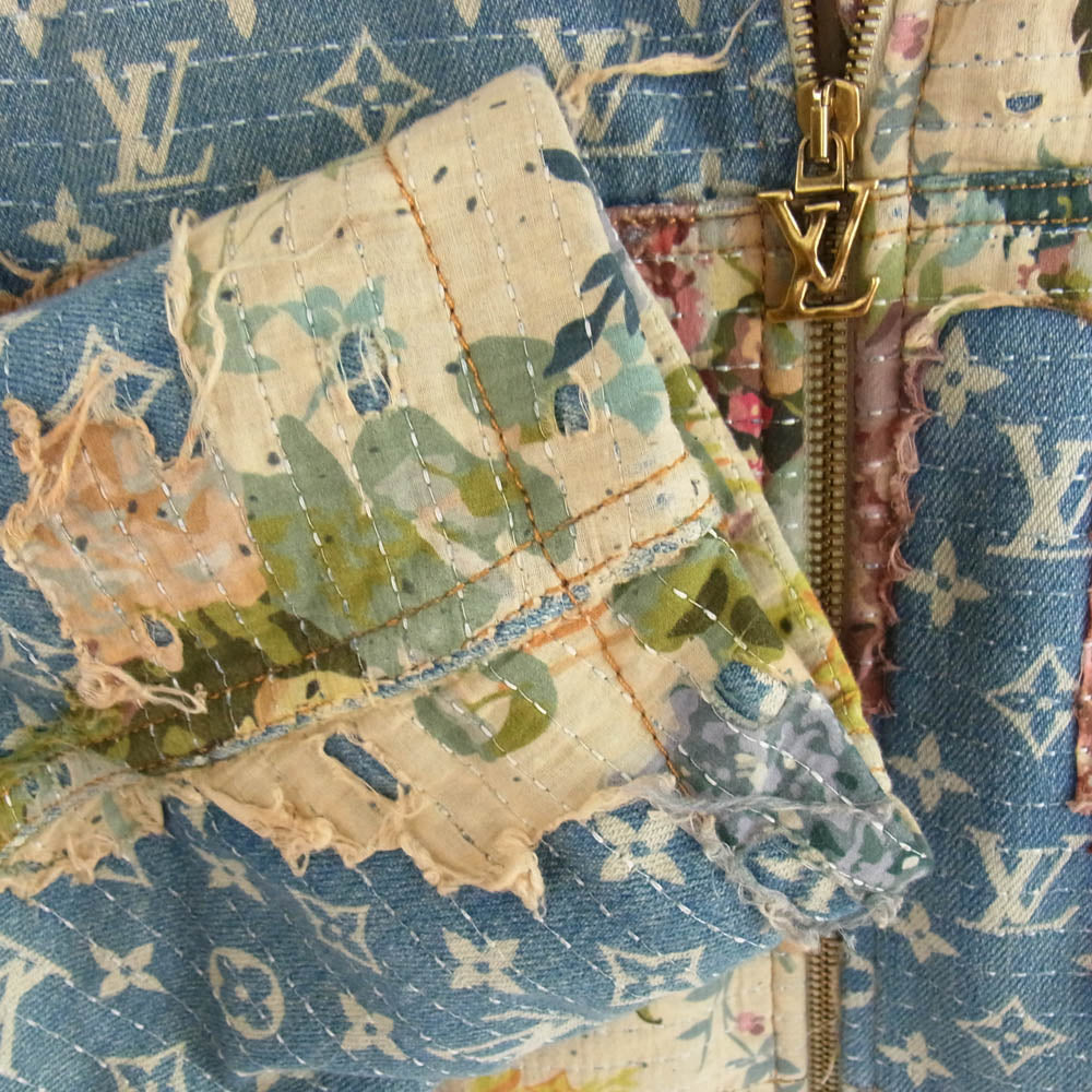 LOUIS VUITTON ルイ・ヴィトン 22AW RM222 JF0 HNA90W デストロイ ワークウェア デニム ジャケット インディゴブルー系 マルチカラー系 48【中古】