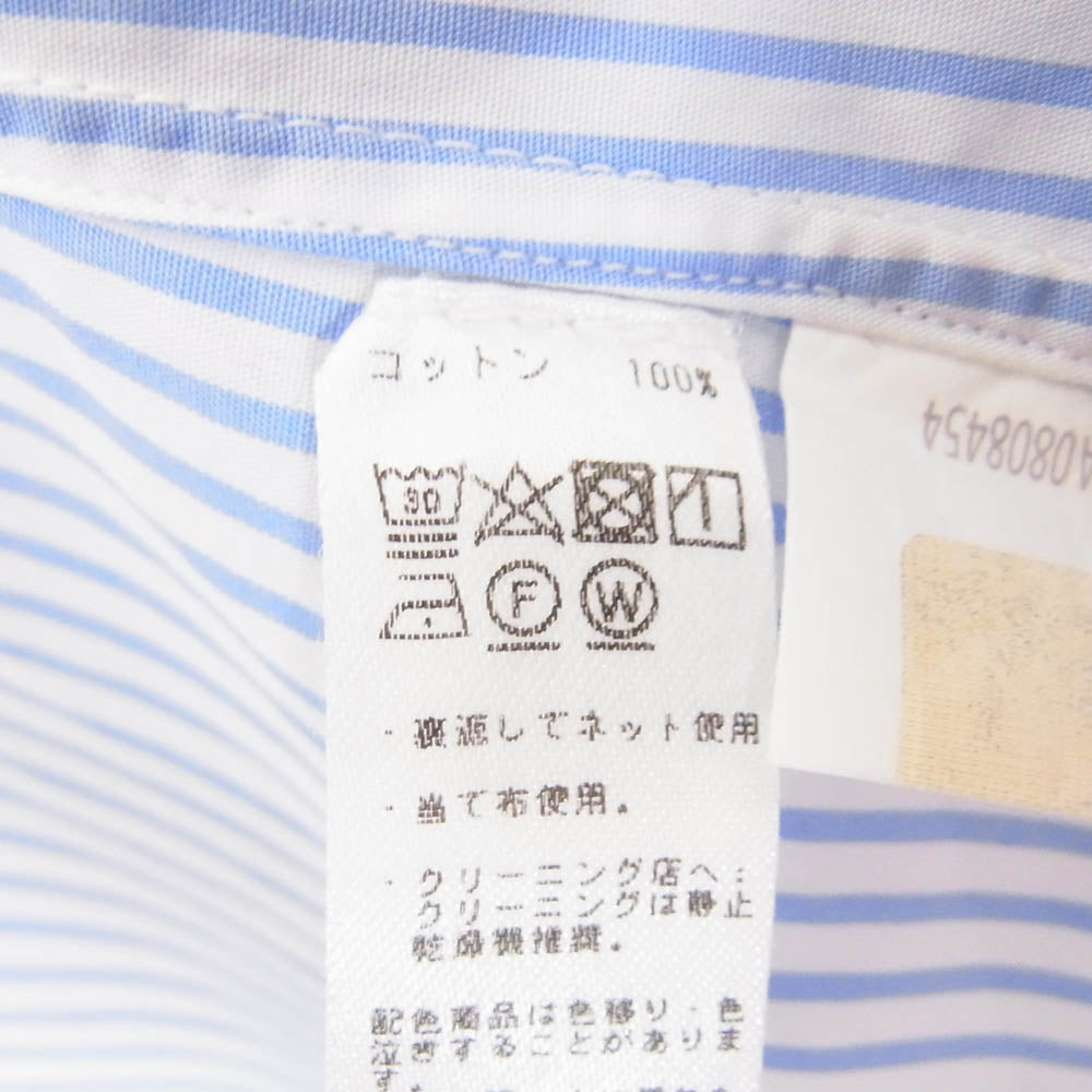 Luigi Borrelli ルイジ・ボレッリ ワイドカラー ストライプ シャツ ドレスシャツ ブルー系 16【中古】