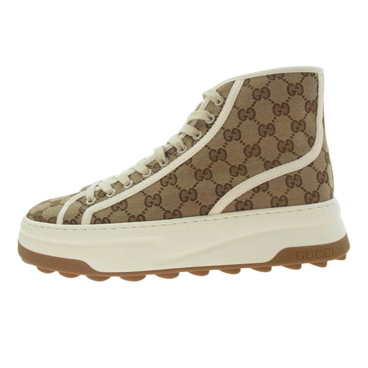 GUCCI グッチ 745999 TENNIS 1977 キャンバス ハイカットスニーカー ブラウン系 28cm【新古品】【未使用】【中古】