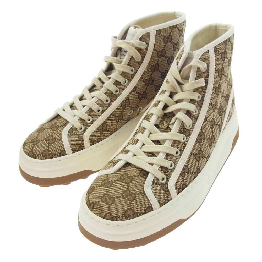 GUCCI グッチ 745999 TENNIS 1977 キャンバス ハイカットスニーカー ブラウン系 28cm【新古品】【未使用】【中古】