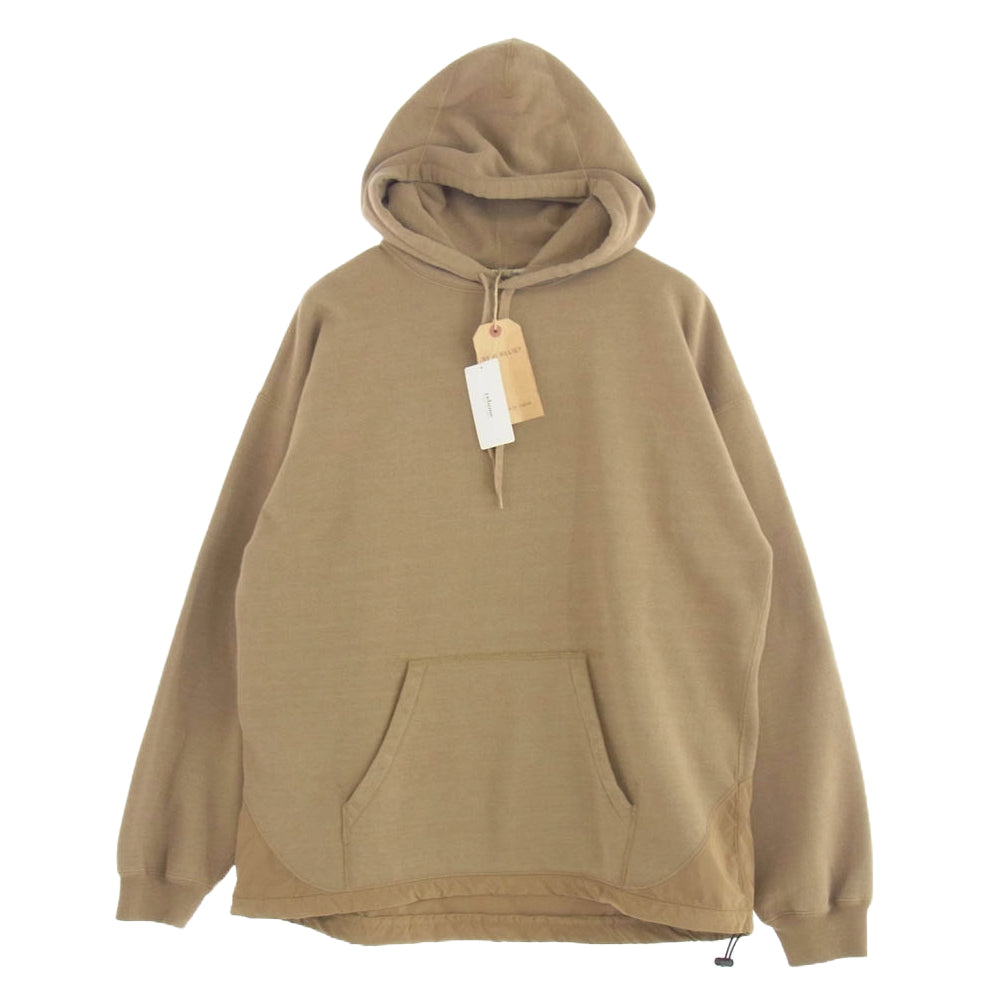 BRIEFING ブリーフィング REMI RELIEF レミレリーフ 裏起毛 切替 プルオーバー パーカー ライトブラウン系 L【美品】【中古】