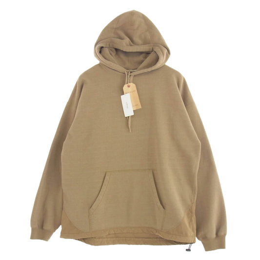 BRIEFING ブリーフィング REMI RELIEF レミレリーフ 裏起毛 切替 プルオーバー パーカー ライトブラウン系 L【美品】【中古】