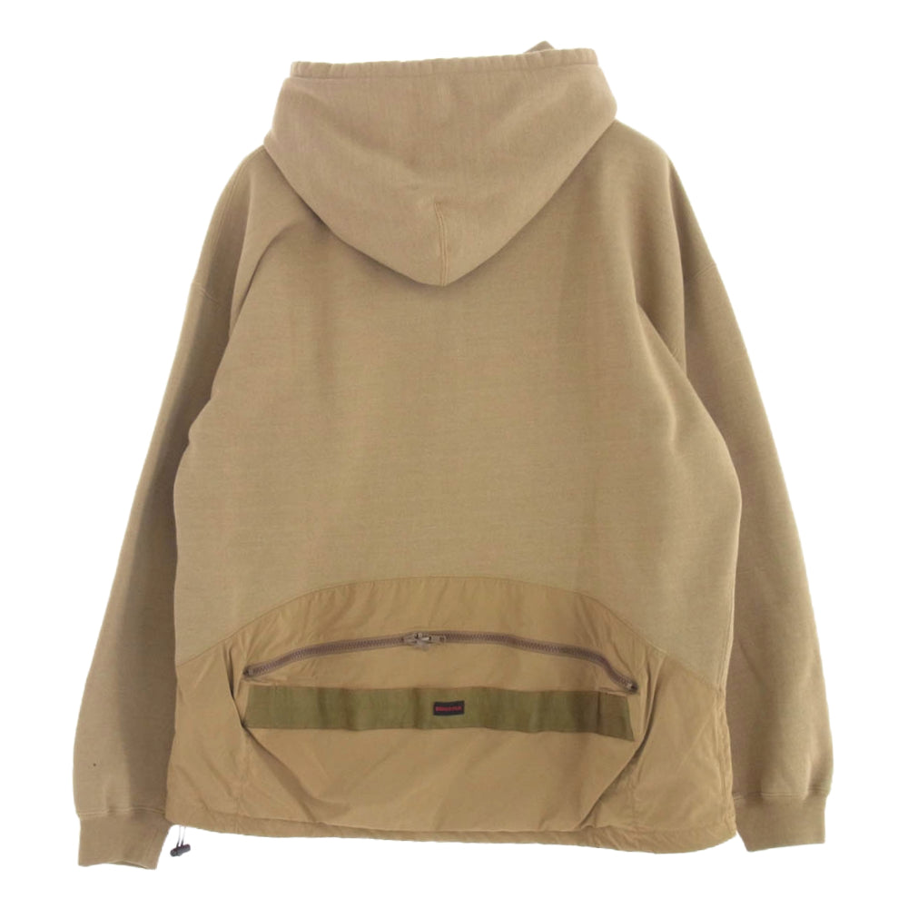 BRIEFING ブリーフィング REMI RELIEF レミレリーフ 裏起毛 切替 プルオーバー パーカー ライトブラウン系 L【美品】【中古】