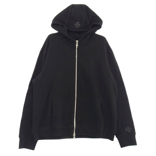 CHROME HEARTS クロムハーツ（原本無） 国内正規品 Y NOT CHプラス レザーパッチ クロスボールジップ ダガージップ スウェット フルジップ パーカー ブラック系 XL【中古】