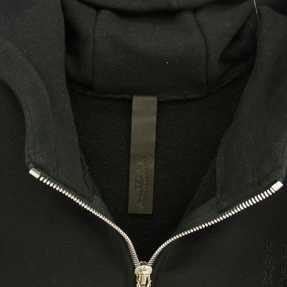 CHROME HEARTS クロムハーツ（原本無） 国内正規品 Y NOT CHプラス レザーパッチ クロスボールジップ ダガージップ スウェット フルジップ パーカー ブラック系 XL【中古】