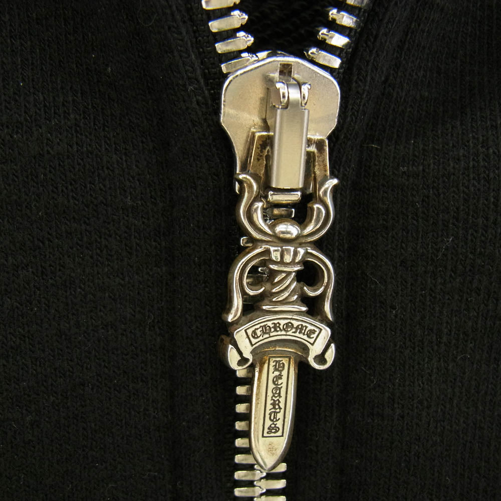 CHROME HEARTS クロムハーツ（原本無） 国内正規品 Y NOT CHプラス レザーパッチ クロスボールジップ ダガージップ スウェット フルジップ パーカー ブラック系 XL【中古】