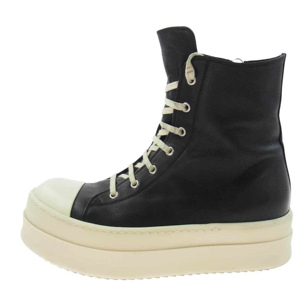 Rick Owens リックオウエンス 24AW RU01D3859 MEGA BUMPER SNEAKS メガバンパー レザー サイドジップ ハイカット スニーカー スニークス ブラック系 ホワイト系 42【中古】