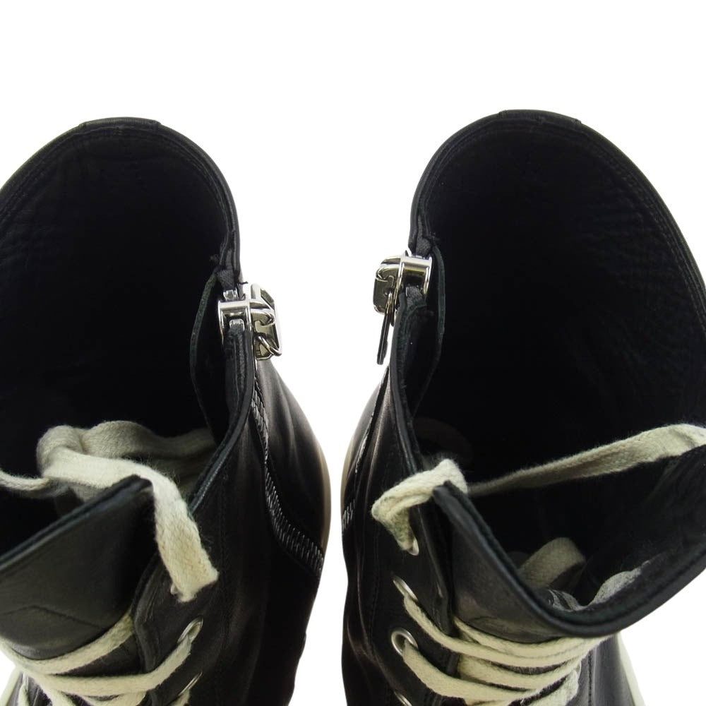 Rick Owens リックオウエンス 24AW RU01D3859 MEGA BUMPER SNEAKS メガバンパー レザー サイドジップ ハイカット スニーカー スニークス ブラック系 ホワイト系 42【中古】