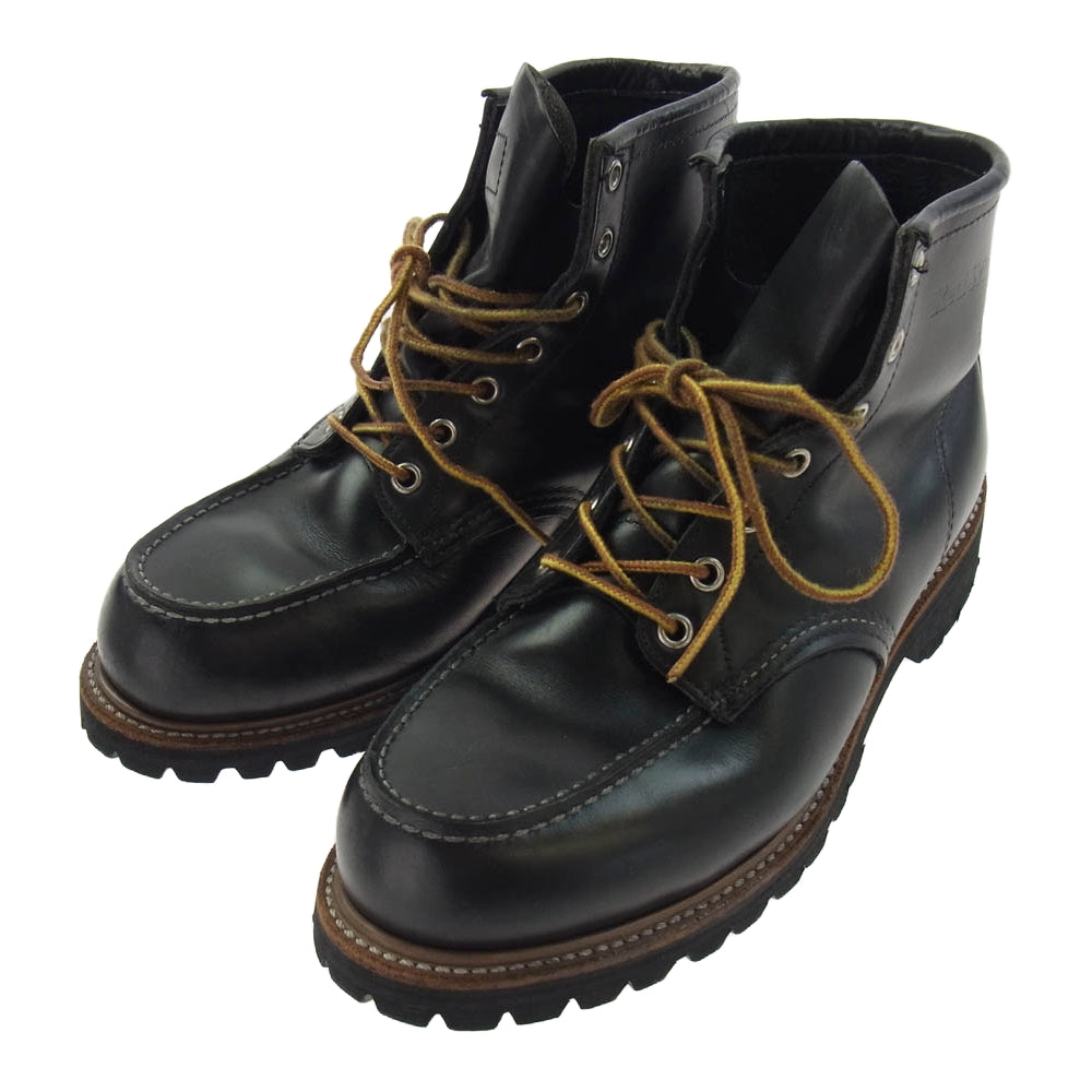 RED WING レッドウィング 8136 旧羽タグ アイリッシュセッター 刺繍 羽根タグ レザーブーツ ブラック系 実寸26.5cm【中古】