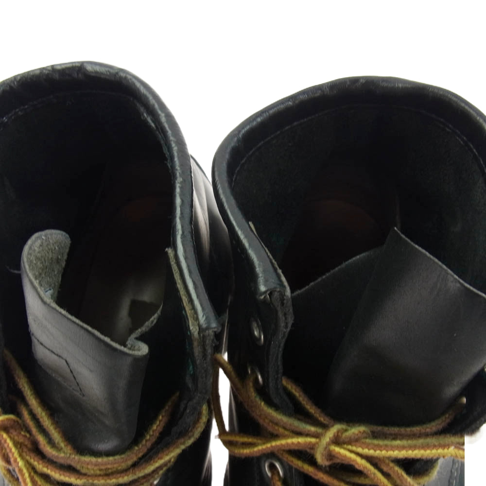 RED WING レッドウィング 8136 旧羽タグ アイリッシュセッター 刺繍 羽根タグ レザーブーツ ブラック系 実寸26.5cm【中古】