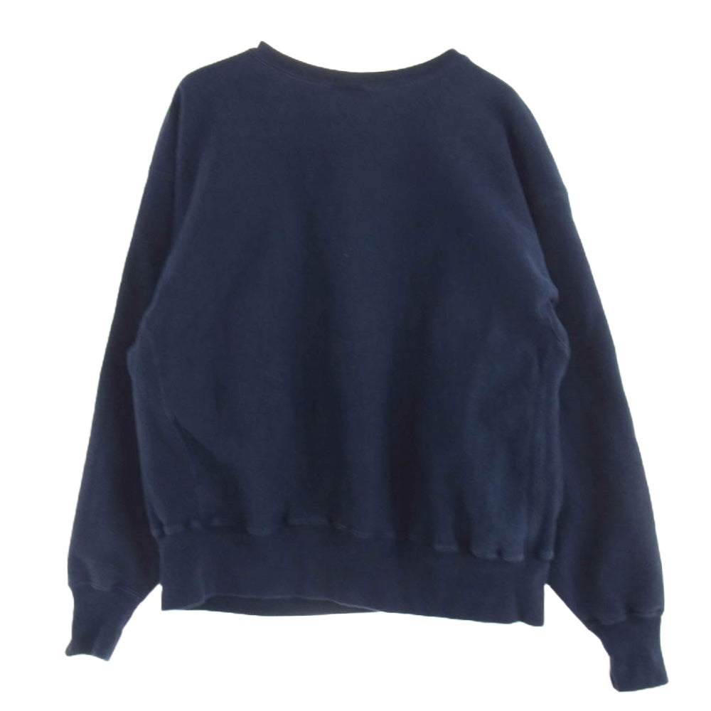 Champion チャンピオン S1050N-031 90s AUTHENTIC ATHLETIC APPAREL UNIVERSITY AT BUFFALO 3段プリント カレッジ クルーネック スウェット トレーナー ネイビー系 XL【中古】