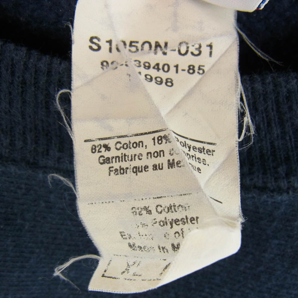 Champion チャンピオン S1050N-031 90s AUTHENTIC ATHLETIC APPAREL UNIVERSITY AT BUFFALO 3段プリント カレッジ クルーネック スウェット トレーナー ネイビー系 XL【中古】