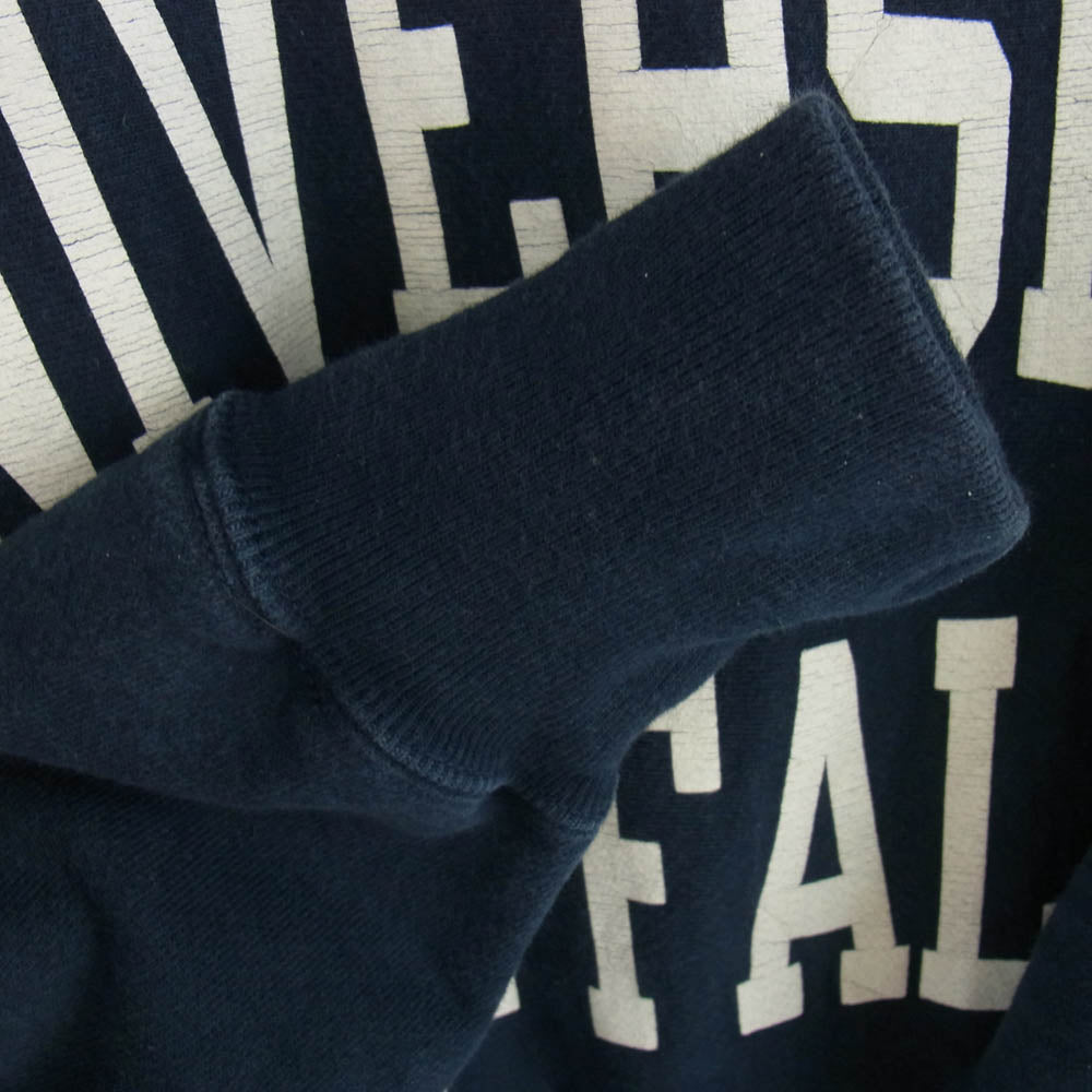 Champion チャンピオン S1050N-031 90s AUTHENTIC ATHLETIC APPAREL UNIVERSITY AT BUFFALO 3段プリント カレッジ クルーネック スウェット トレーナー ネイビー系 XL【中古】