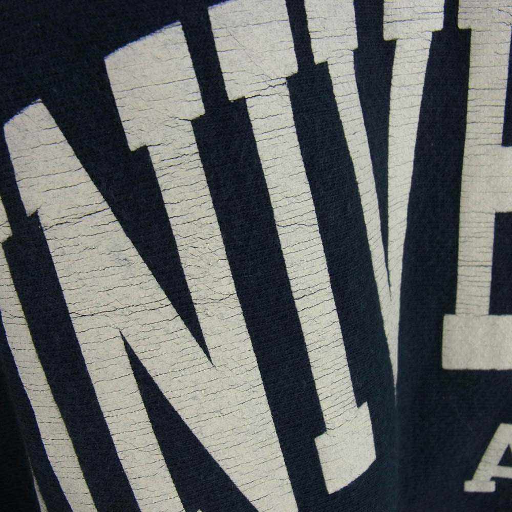 Champion チャンピオン S1050N-031 90s AUTHENTIC ATHLETIC APPAREL UNIVERSITY AT BUFFALO 3段プリント カレッジ クルーネック スウェット トレーナー ネイビー系 XL【中古】