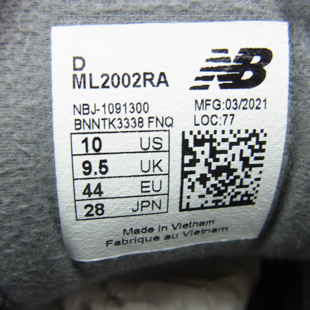 NEW BALANCE ニューバランス ML2002RA ローカット スニーカー シューズ グレー系 28cm【中古】