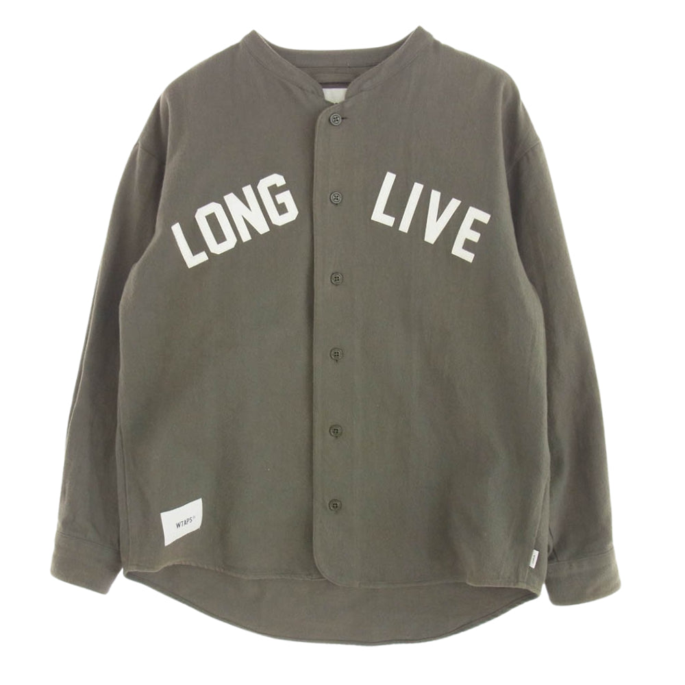 WTAPS ダブルタップス 21AW 212TQDT-SHM04 LEAGUE LS COTTON FLANNE リーグ フランネル ベースボールシャツ カーキ系 2【中古】