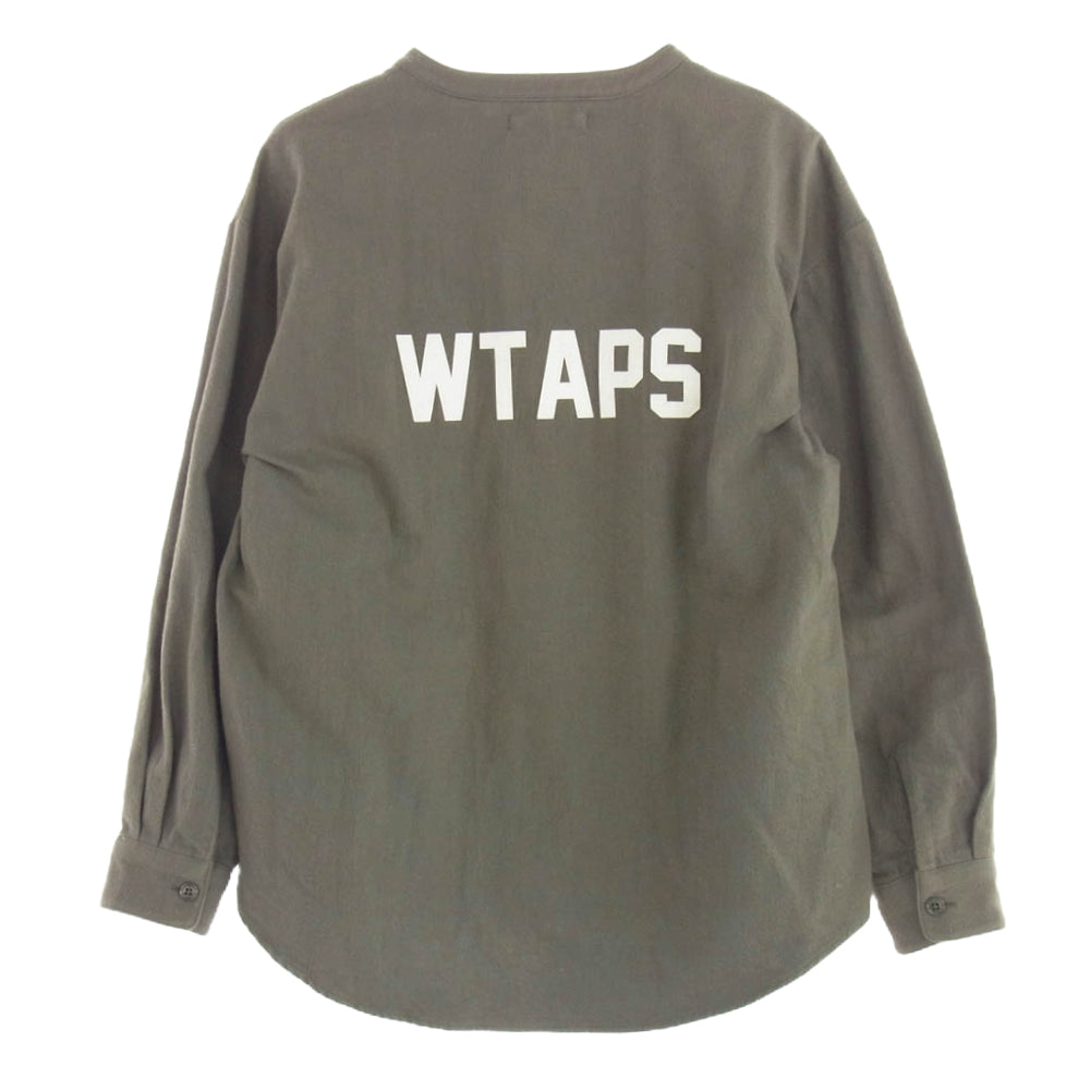 WTAPS ダブルタップス 21AW 212TQDT-SHM04 LEAGUE LS COTTON FLANNE リーグ フランネル ベースボールシャツ カーキ系 2【中古】