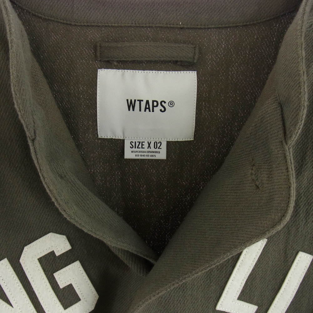 WTAPS ダブルタップス 21AW 212TQDT-SHM04 LEAGUE LS COTTON FLANNE リーグ フランネル ベースボールシャツ カーキ系 2【中古】