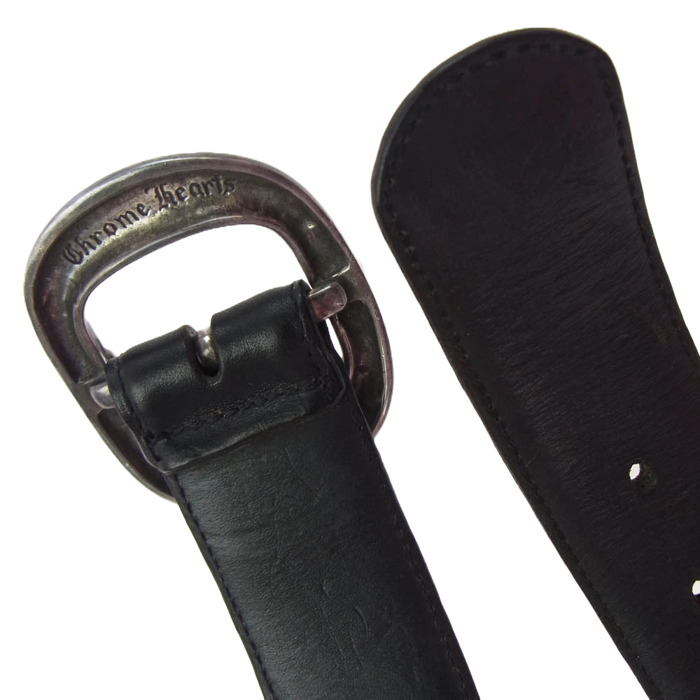 CHROME HEARTS クロムハーツ（原本無） BLT GUNSLINGER 1.5 ガンスリンガー レザー ベルト ブラック系 シルバー系 32【中古】