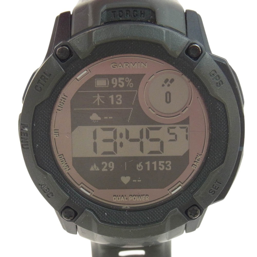 ガーミン 010-02805-22 INSTINCT 2X Dual Power タフネス GPS ウォッチ スマート ウォッチ ブラック系【中古】