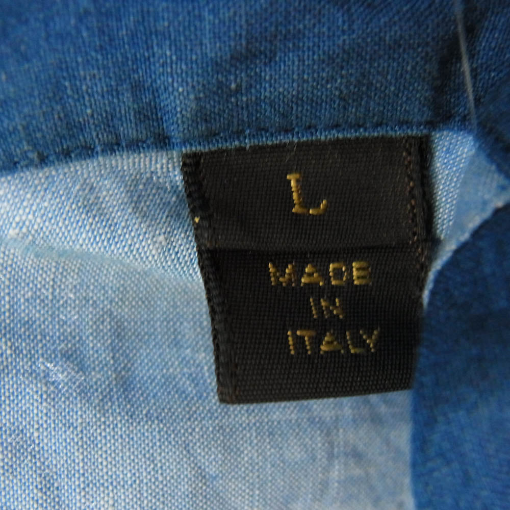 LOUIS VUITTON ルイ・ヴィトン デニム シャンブレー バイカラー 長袖 シャツ インディゴブルー系 ライトブルー系 L【中古】