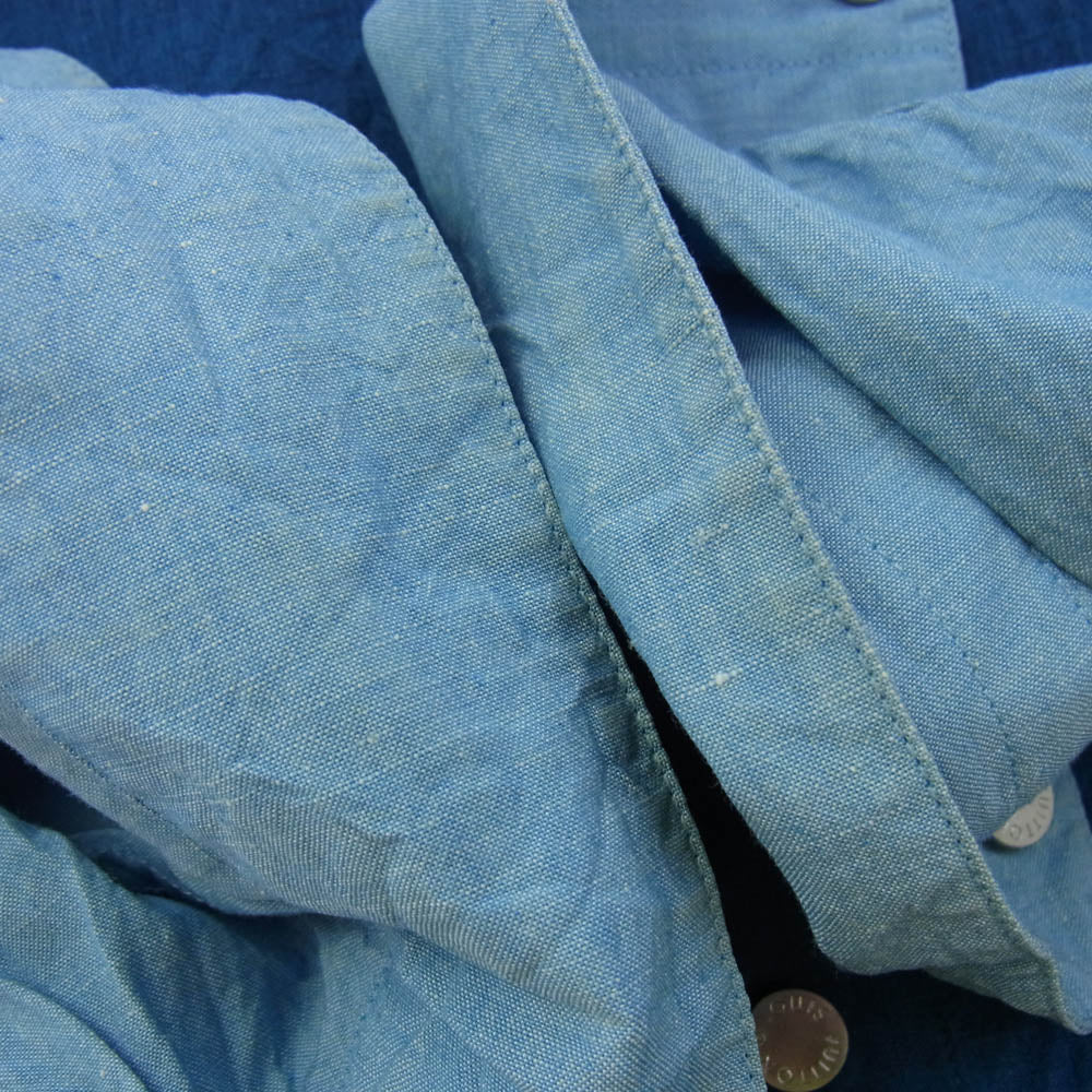 LOUIS VUITTON ルイ・ヴィトン デニム シャンブレー バイカラー 長袖 シャツ インディゴブルー系 ライトブルー系 L【中古】