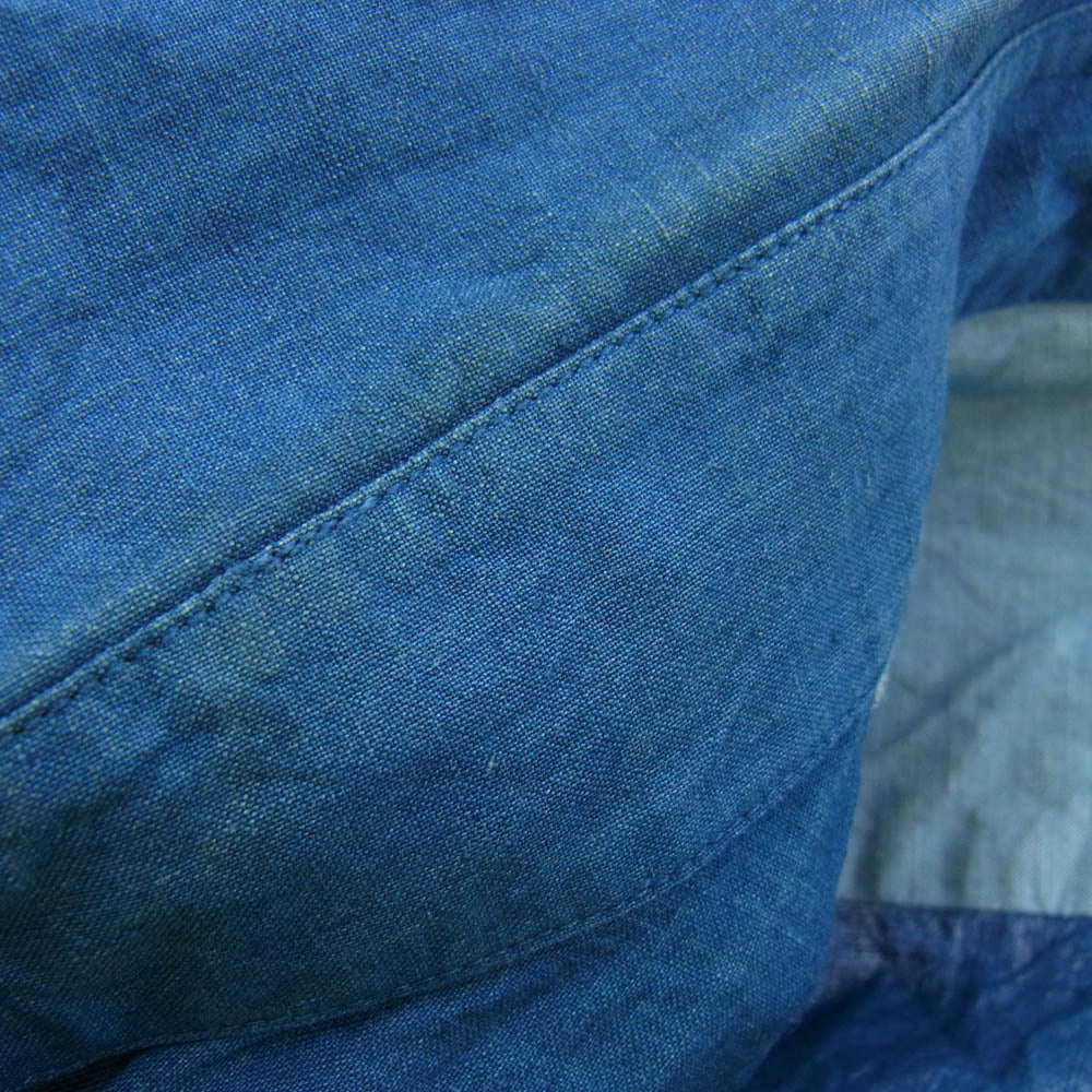 LOUIS VUITTON ルイ・ヴィトン デニム シャンブレー バイカラー 長袖 シャツ インディゴブルー系 ライトブルー系 L【中古】