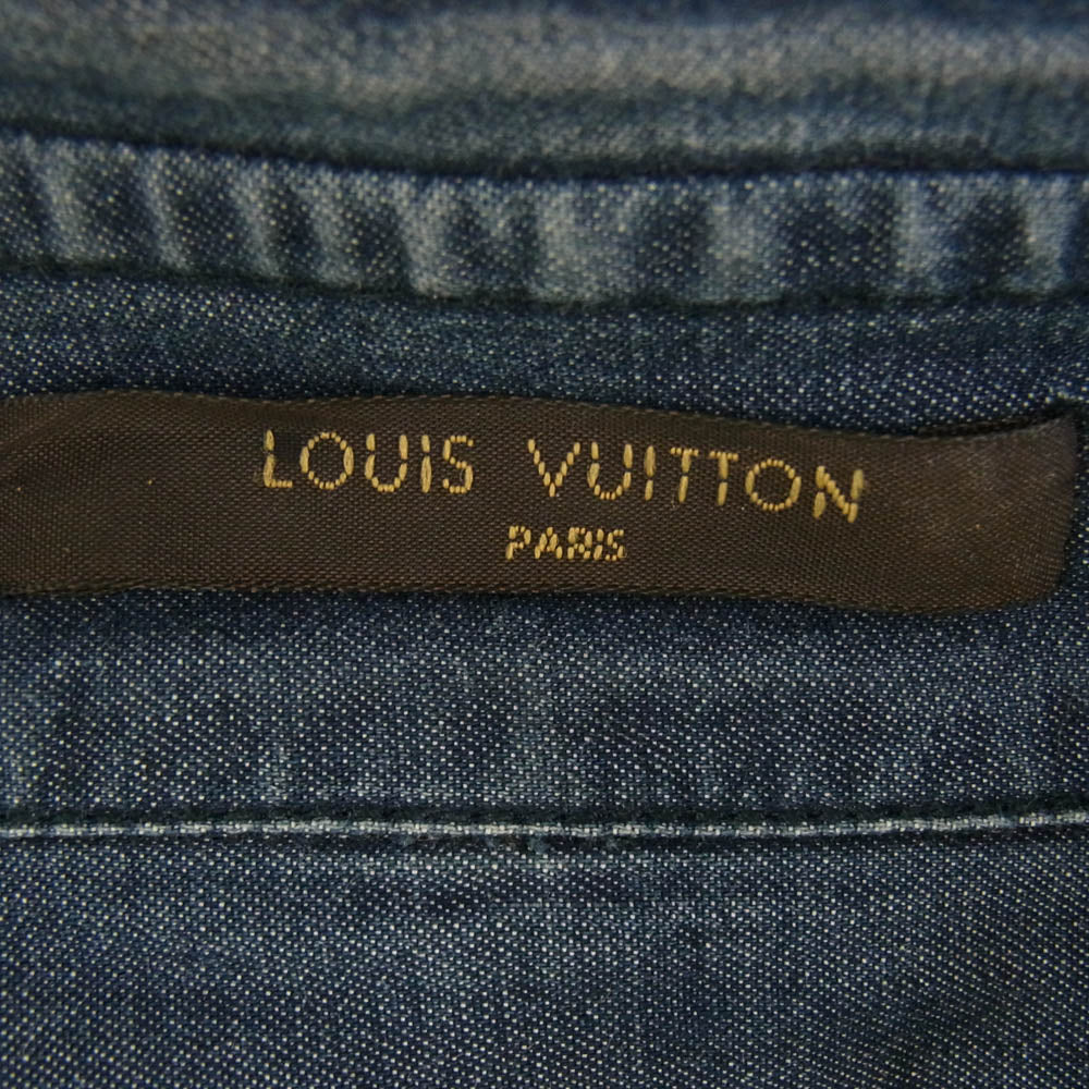 LOUIS VUITTON ルイ・ヴィトン オーバーサイズ エポレットデザイン パイピングポケット 長袖 デニムシャツ インディゴブルー系 XL【中古】