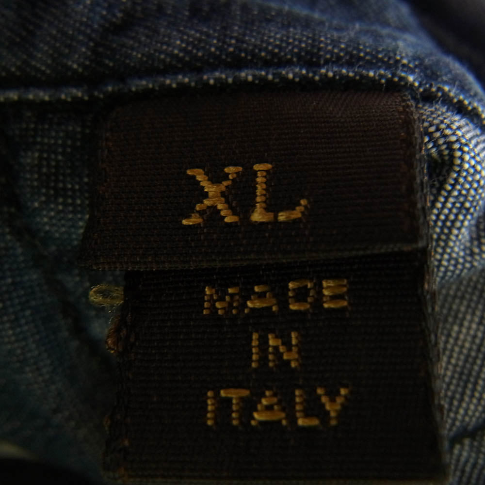 LOUIS VUITTON ルイ・ヴィトン オーバーサイズ エポレットデザイン パイピングポケット 長袖 デニムシャツ インディゴブルー系 XL【中古】