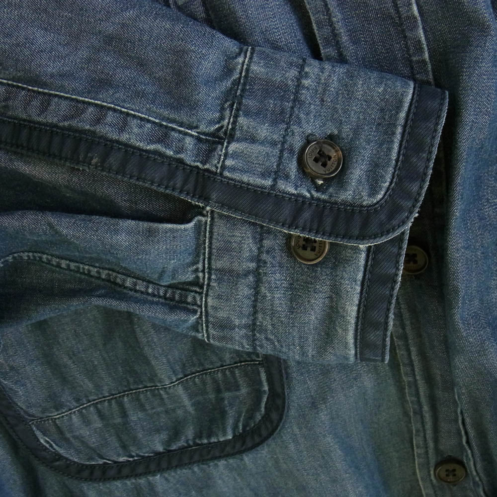 LOUIS VUITTON ルイ・ヴィトン オーバーサイズ エポレットデザイン パイピングポケット 長袖 デニムシャツ インディゴブルー系 XL【中古】