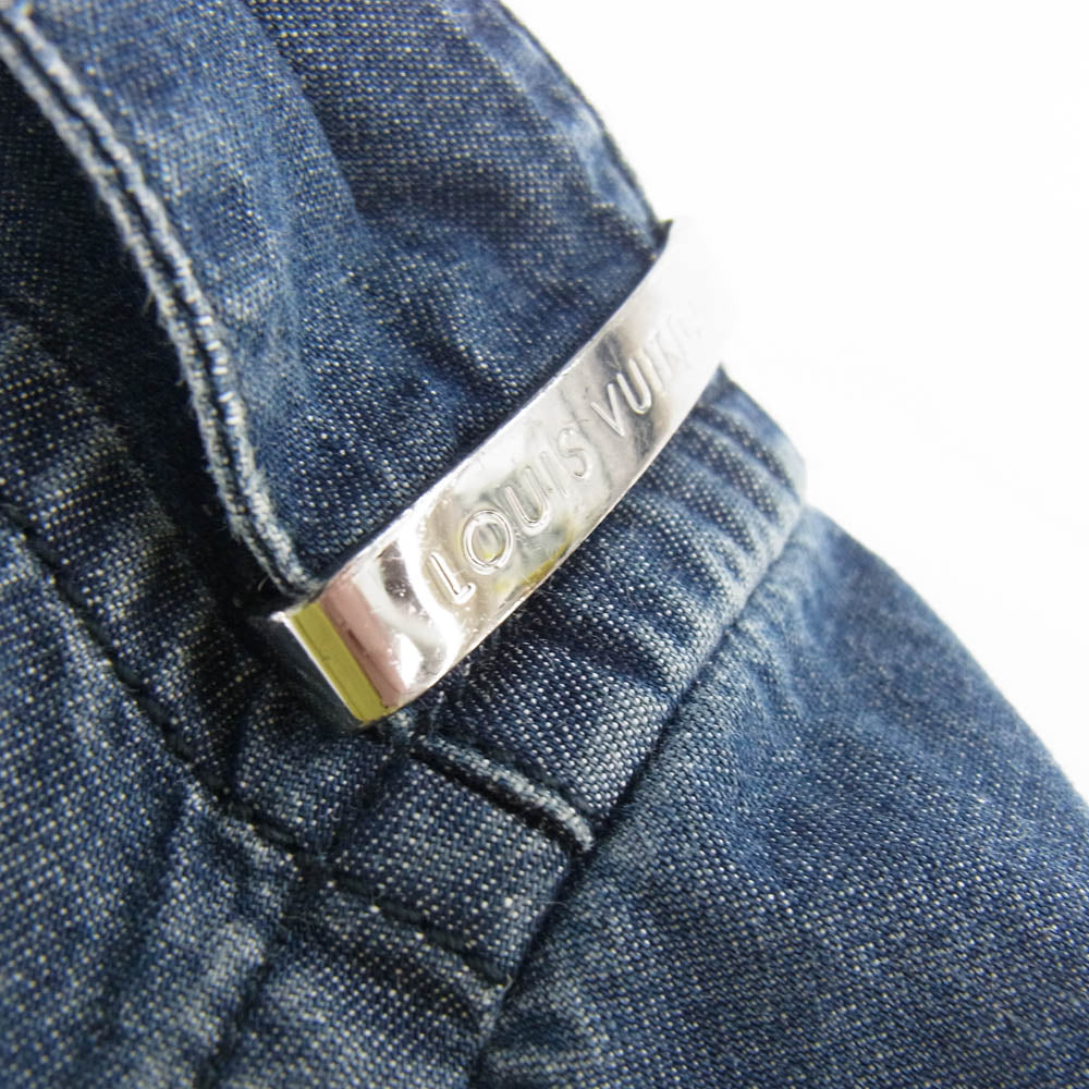 LOUIS VUITTON ルイ・ヴィトン オーバーサイズ エポレットデザイン パイピングポケット 長袖 デニムシャツ インディゴブルー系 XL【中古】