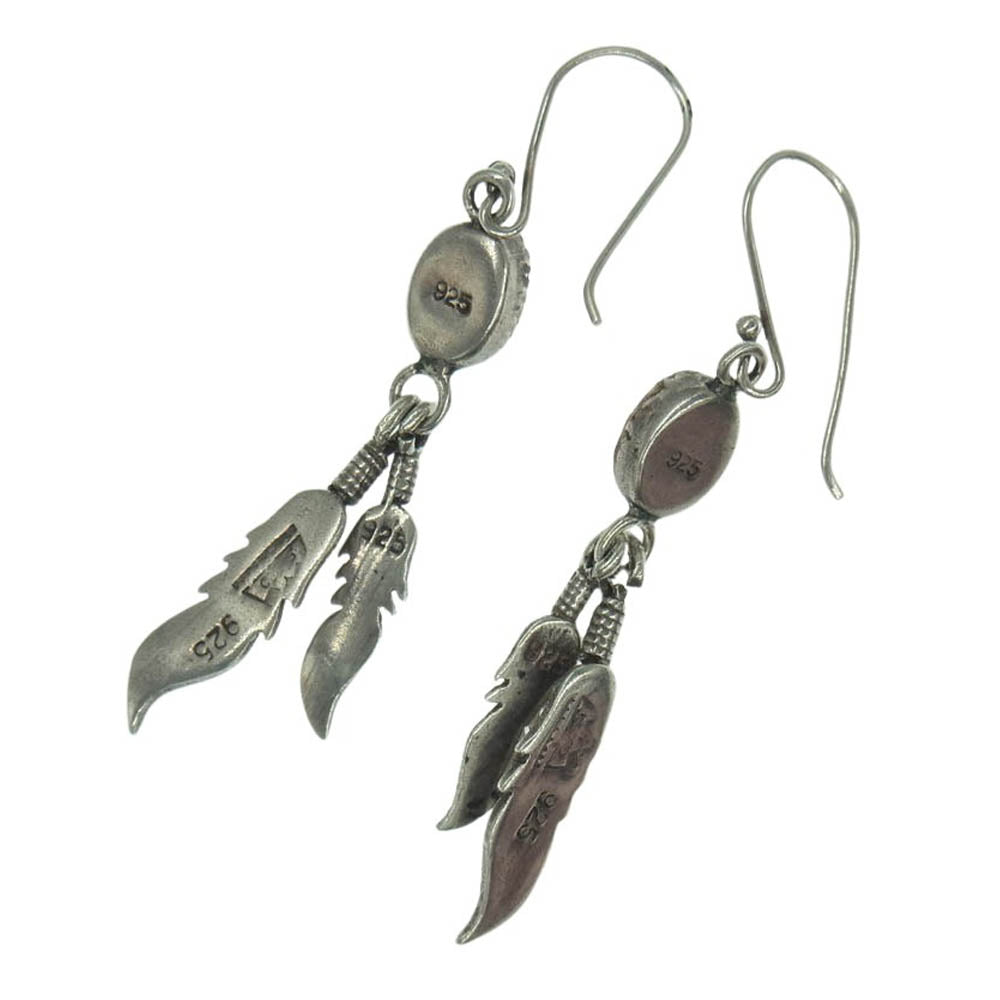 SAAD サード 天然石 カラーストーン フェザー ピアス 両耳 シルバー系【中古】