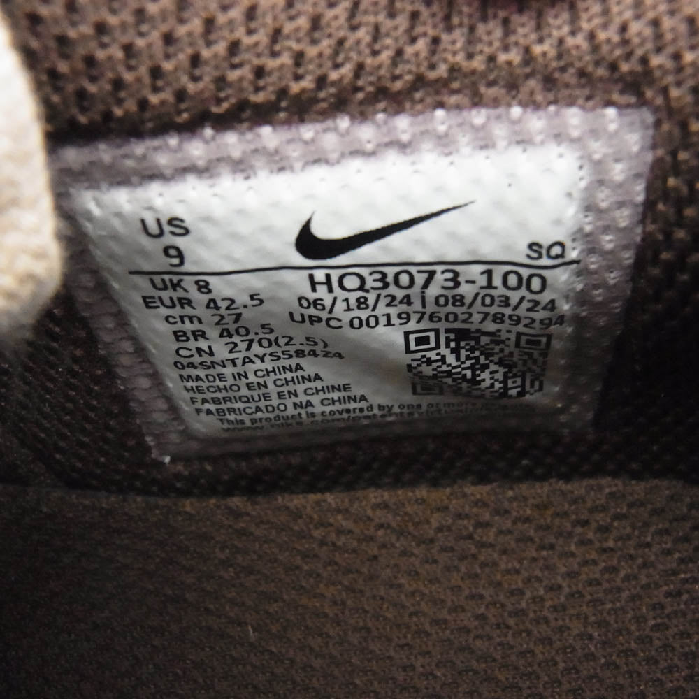 NIKE ナイキ HQ3073-100 × TRAVIS SCOTT トラヴィススコット ZOOM FIELD JAXX ズーム フィールド ジャックス スニーカー ホワイト系 ブラウン系 27cm【新古品】【未使用】【中古】