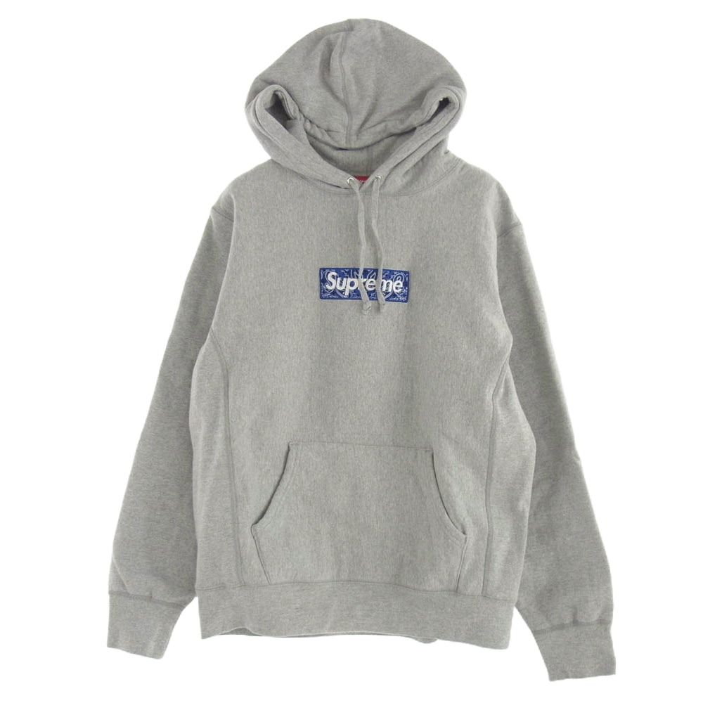 Supreme シュプリーム 19AW Bandana Box Logo Hooded Sweatshirt バンダナ ボックスロゴ フーデッド スウェットシャツ パーカー フーディ グレー系 M【中古】