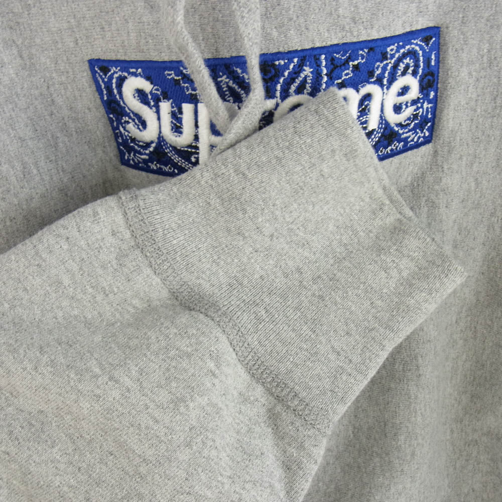 Supreme シュプリーム 19AW Bandana Box Logo Hooded Sweatshirt バンダナ ボックスロゴ フーデッド スウェットシャツ パーカー フーディ グレー系 M【中古】