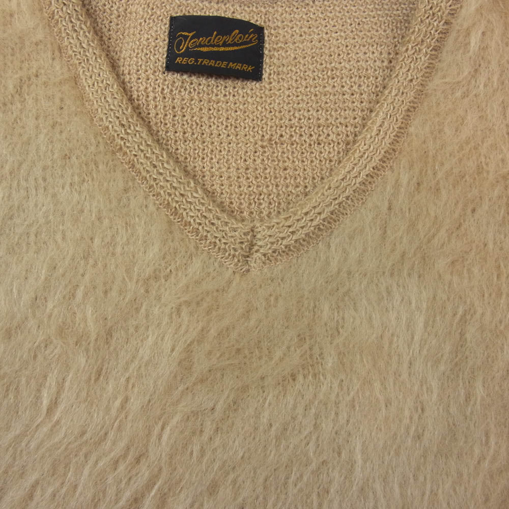 TENDERLOIN テンダーロイン T-MOHAIR V モヘア ウール ニット Vネック セーター ベージュ系 L【美品】【中古】