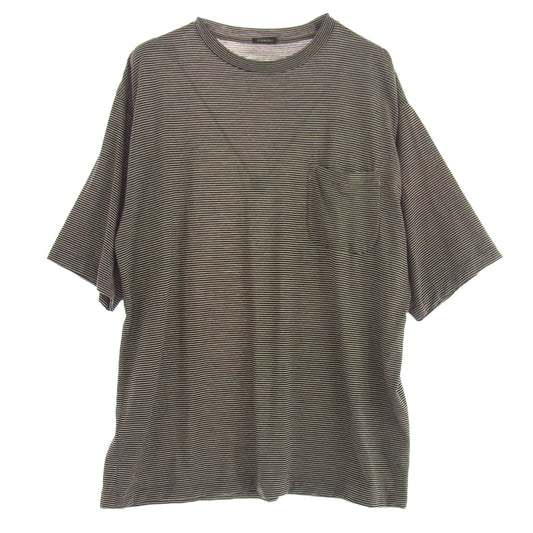 COMOLI コモリ Z01-05023 サマーウール ボーダー 半袖 Tシャツ ブラック系 ベージュ系 3【中古】